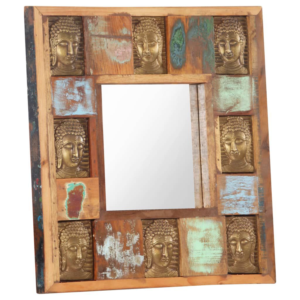 vidaXL Mirror with Buddha Cladding 50x50 cm Solid Reclaimed Wood