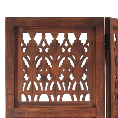 vidaXL Hand Carved 3-Panel Room Divider Brown 120x165 cm Solid Mango Wood