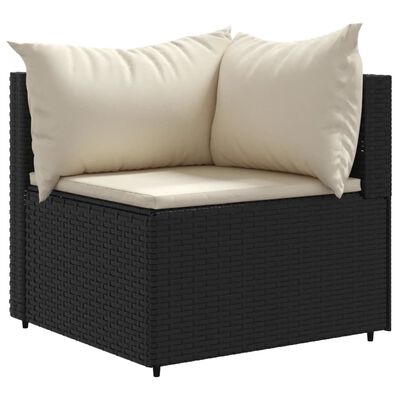 vidaXL 7 Piece Garden Lounge Set with Cushions Black Poly Rattan