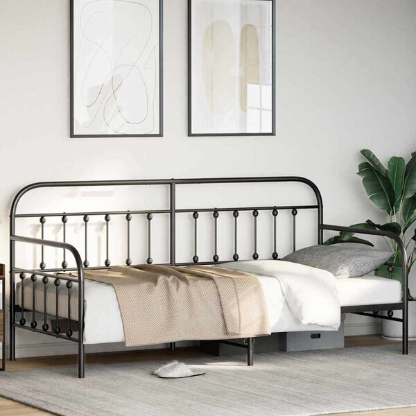 vidaXL Daybed Frame with Headboard Black 100 x 200 cm Steel