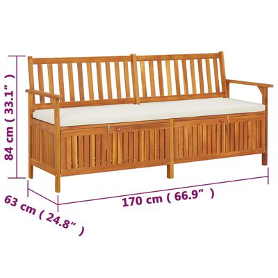 vidaXL Storage Bench with Cushion 170 cm Solid Wood Acacia