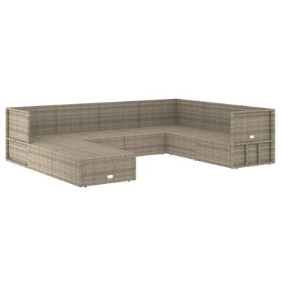vidaXL 8 Piece Garden Lounge Set with Cushions Grey Poly Rattan