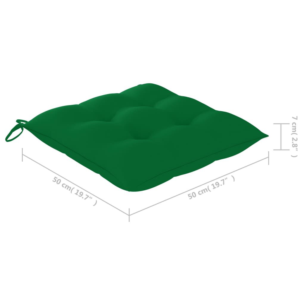 vidaXL Garden Chairs 2 pcs with Green Cushions Solid Teak Wood
