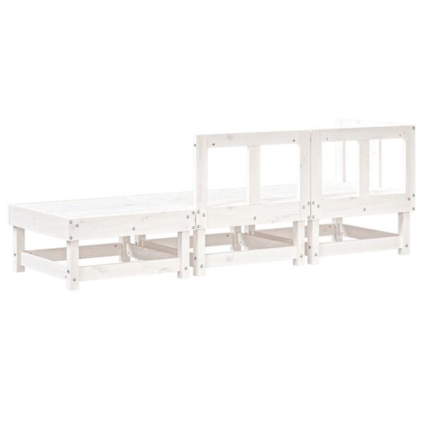 vidaXL 3 Piece Garden Lounge Set White Solid Wood Pine