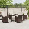 vidaXL Garden Dining Set with Cushion 5 pcs Brown Poly Rattan