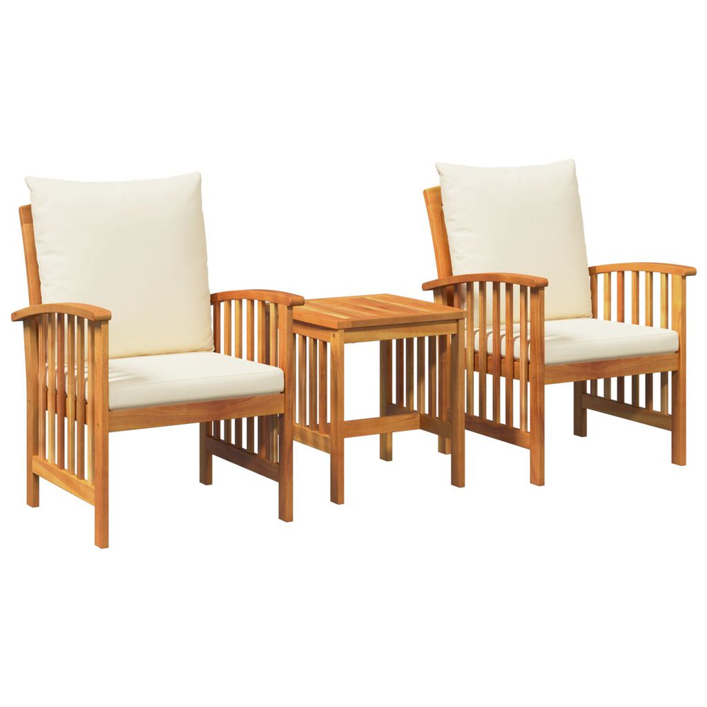 vidaXL 3 Piece Garden Lounge Set with Cushions Solid Acacia Wood