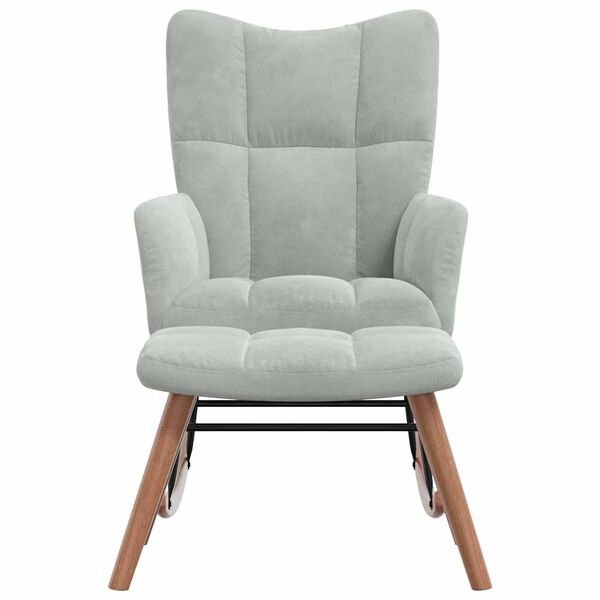 vidaXL Rocking Chair with a Stool Light Grey Velvet