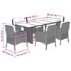 vidaXL 7 Piece Garden Dining Set with Cushions Grey Poly Rattan