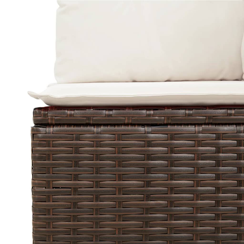 vidaXL 10 Piece Garden Sofa Set with Cushions Brown Poly Rattan