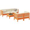 vidaXL 6 Piece Garden Sofa Set with Cushions Wax Brown Solid Wood Pine