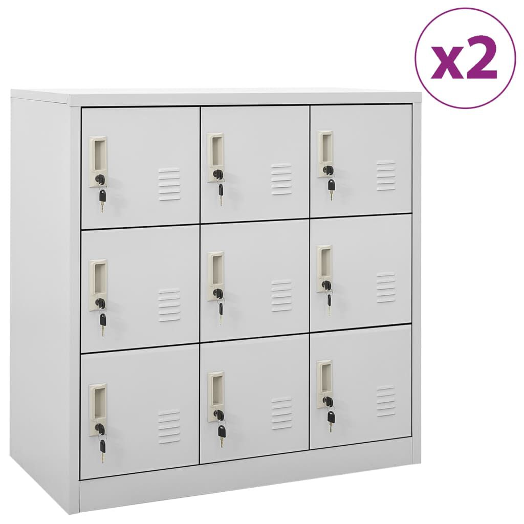 vidaXL Locker Cabinets 2 pcs Light Grey 90x45x92.5 cm Steel