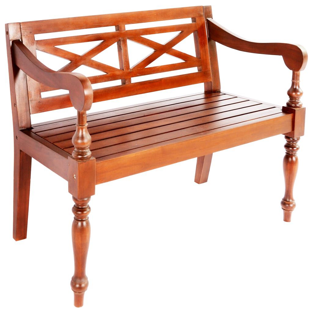 vidaXL Batavia Bench 98 cm Solid Mahogany Wood Dark Brown