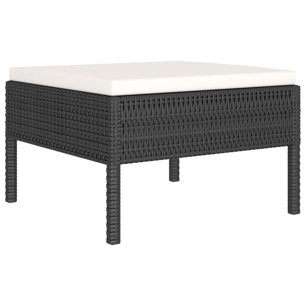 vidaXL 6 Piece Garden Lounge Set with Cushions Poly Rattan Black