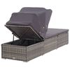 vidaXL Sun Lounger with Canopy and Cushion Poly Rattan Grey