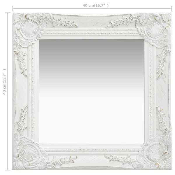 vidaXL Wall Mirror Baroque Style 40x40 cm White