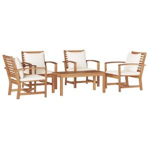 vidaXL Garden Sofa Set 5 pcs Natural Solid Teak Wood