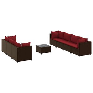 vidaXL 8 Piece Garden Lounge Set with Cushions Brown Poly Rattan