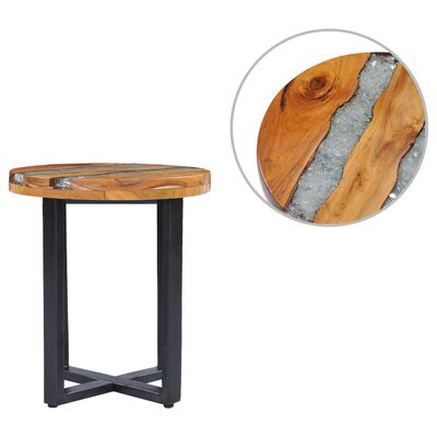 vidaXL Coffee Table 40x45 cm Solid Teak Wood and Polyresin