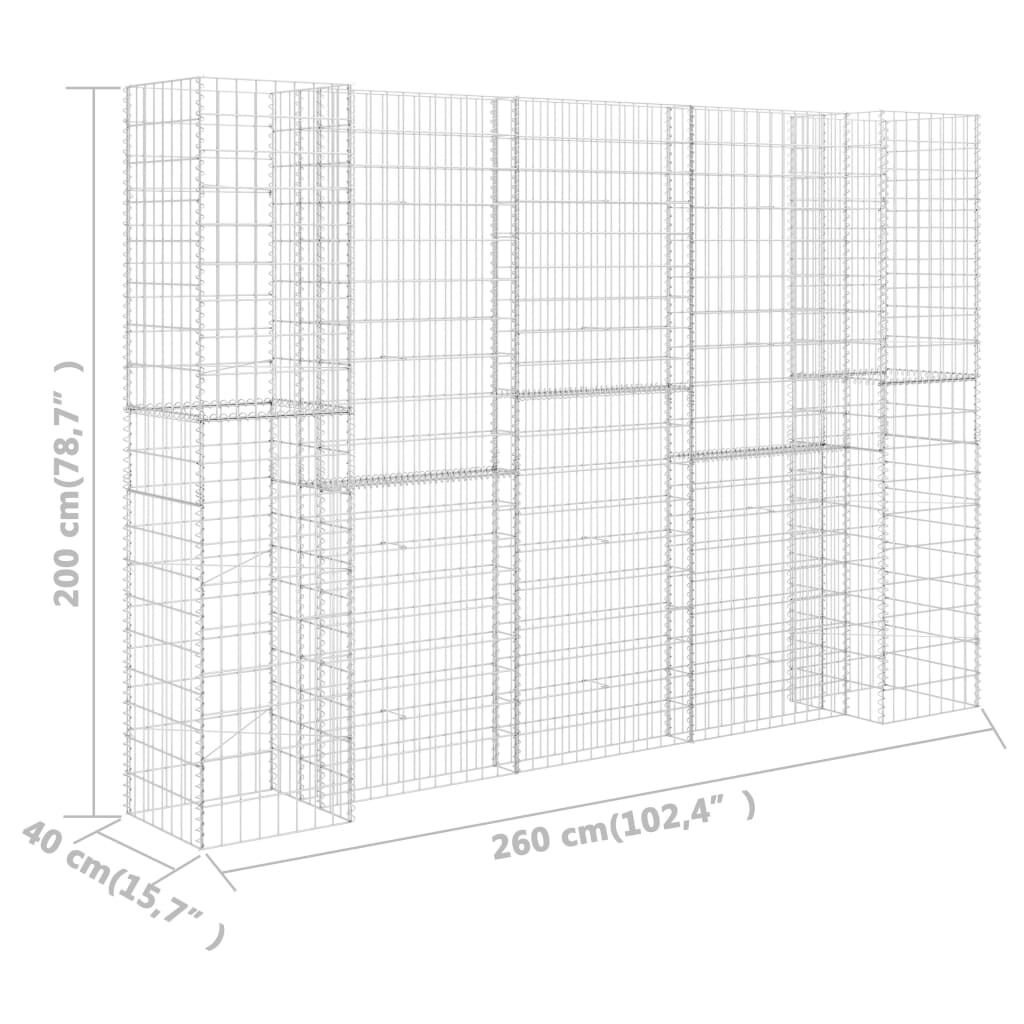 vidaXL H-Shaped Gabion Planter Steel Wire 260x40x200 cm