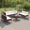 vidaXL 8 Piece Garden Lounge Set with Cushions Poly Rattan Brown