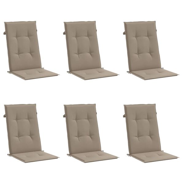 vidaXL Garden Highback Chair Cushions 6 pcs Taupe 120x50x3 cm Fabric