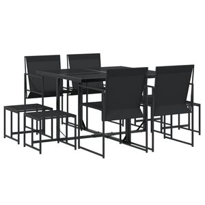 vidaXL 9 Piece Garden Dining Set Black Textilene