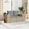 vidaXL Garden Sofa with Cushions 2-Seater Beige Poly Rattan
