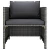 vidaXL Garden Sofa with Cushions Grey Poly Rattan