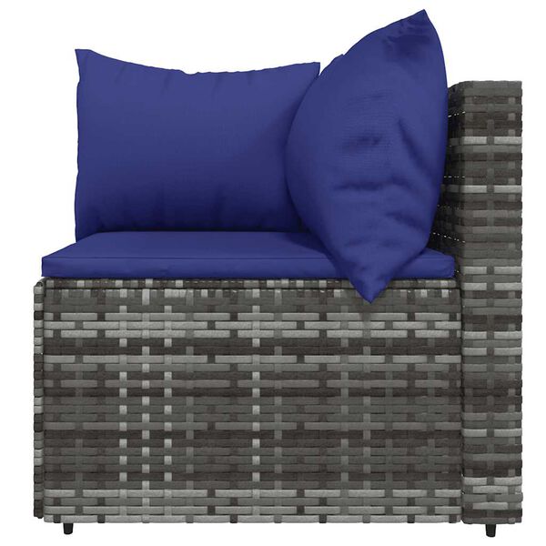vidaXL 3 Piece Garden Lounge Set with Cushions Grey Poly Rattan