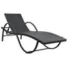 vidaXL Sun Lounger with Cushion & Table Poly Rattan Black