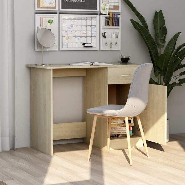 vidaXL Desk Sonoma Oak 100x50x76 cm Engineered Wood
