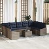 vidaXL Sofa Set with Cushion 10 pcs Grey Poly Rattan