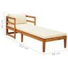 vidaXL Sun Lounger with Cream White Cushions Solid Acacia Wood