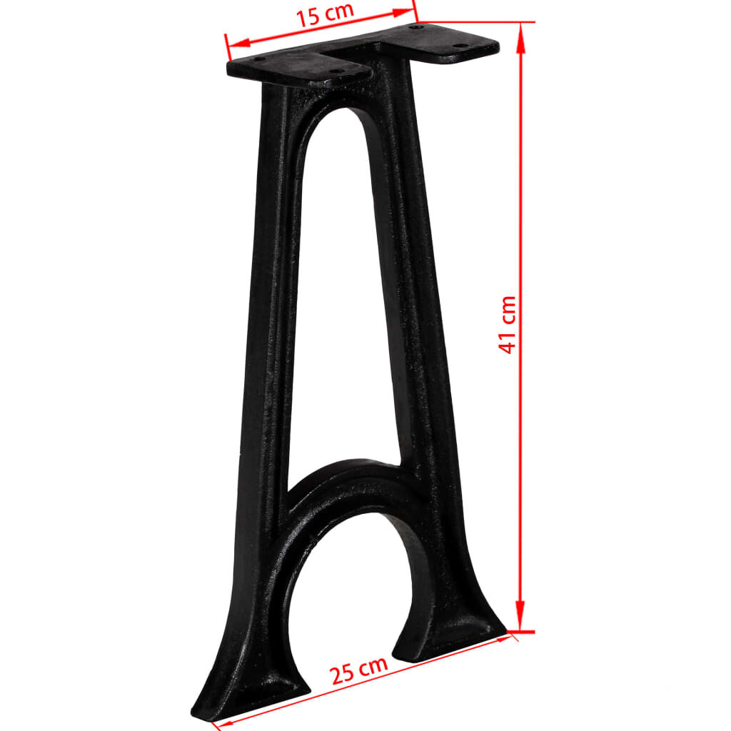 vidaXL Bench Legs 2 pcs with Arched Base A-Frame Cast Iron