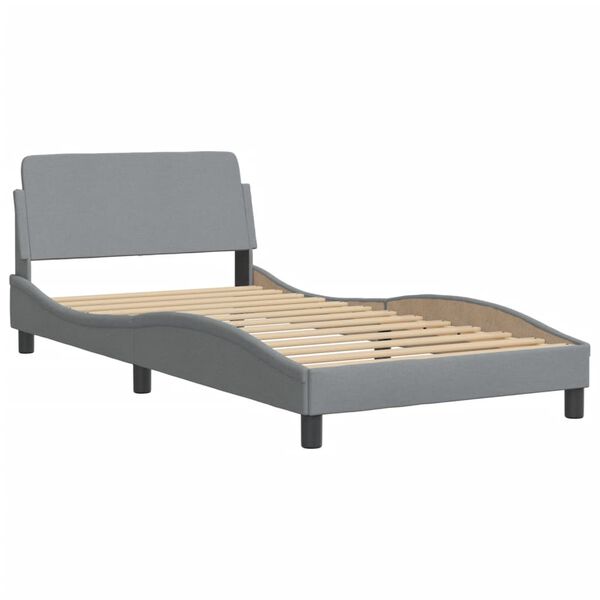 vidaXL Bed Frame without Mattress "Hvar" Light Grey 100x203 cm Fabric