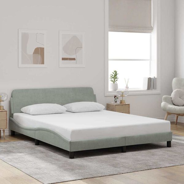 vidaXL Bed Frame "Dover" Light Grey 152x203 cm Queen Velvet