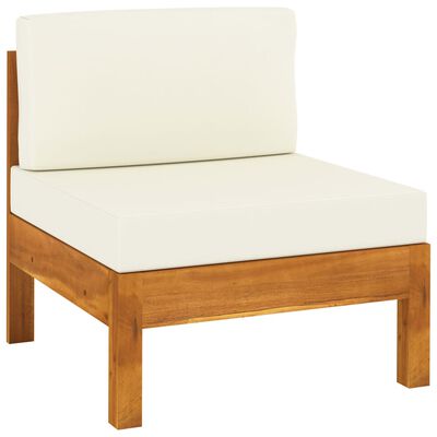 vidaXL 4-Seater Garden Sofa with Cream White Cushions Solid Acacia Wood