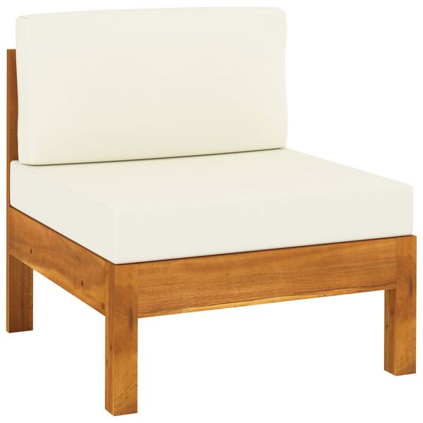 vidaXL 4-Seater Garden Sofa with Cream White Cushions Solid Acacia Wood