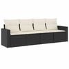 vidaXL 4 Piece Garden Sofa Set with Cushions Black Poly Rattan