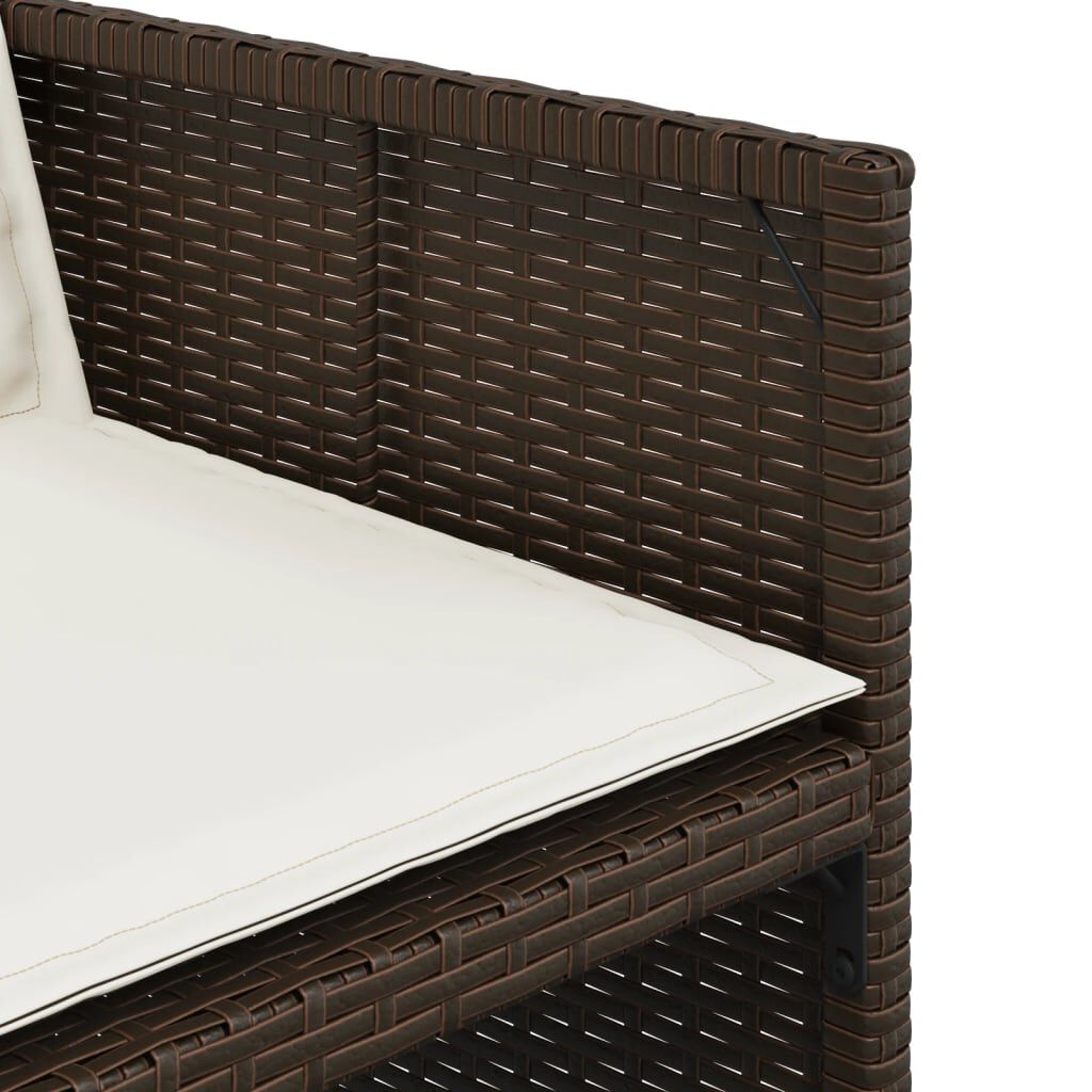 vidaXL 11 Piece Garden Dining Set with Cushions Brown Poly Rattan