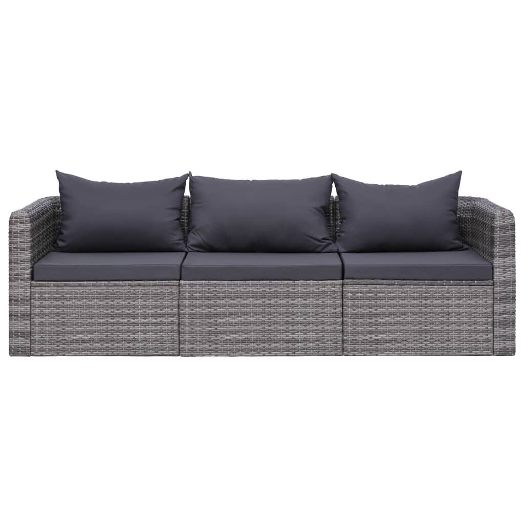 vidaXL 8 Piece Garden Lounge Set with Cushions Poly Rattan Grey