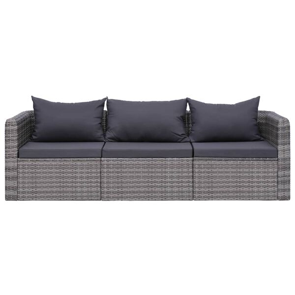 vidaXL 8 Piece Garden Lounge Set with Cushions Poly Rattan Grey