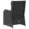 vidaXL Reclining Garden Chairs 2 pcs with Cushions Black Poly Rattan