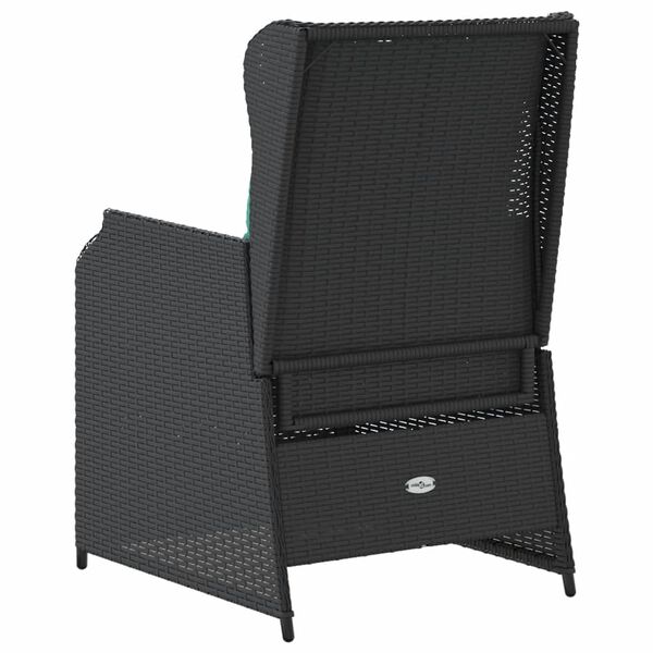 vidaXL Reclining Garden Chairs 2 pcs with Cushions Black Poly Rattan