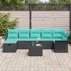 vidaXL Garden Sofa Set with Cushion 8 pcs Black Poly rattan