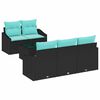 vidaXL Sofa Set with Cushion 6 pcs Black and Turquiose Poly Rattan