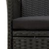 vidaXL Garden Chairs with Cushions 2 pcs Poly Rattan Black