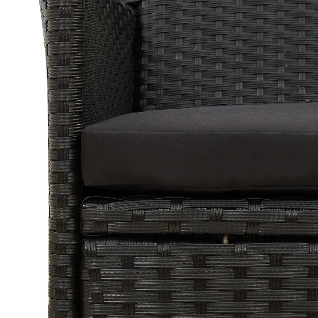 vidaXL Garden Chairs with Cushions 2 pcs Poly Rattan Black