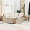 vidaXL 5 Piece Garden Sofa Set with Cushions Beige Poly Rattan
