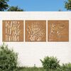 vidaXL Garden Wall Decorations 3 pcs 55x55 cm Corten Steel Grass Design